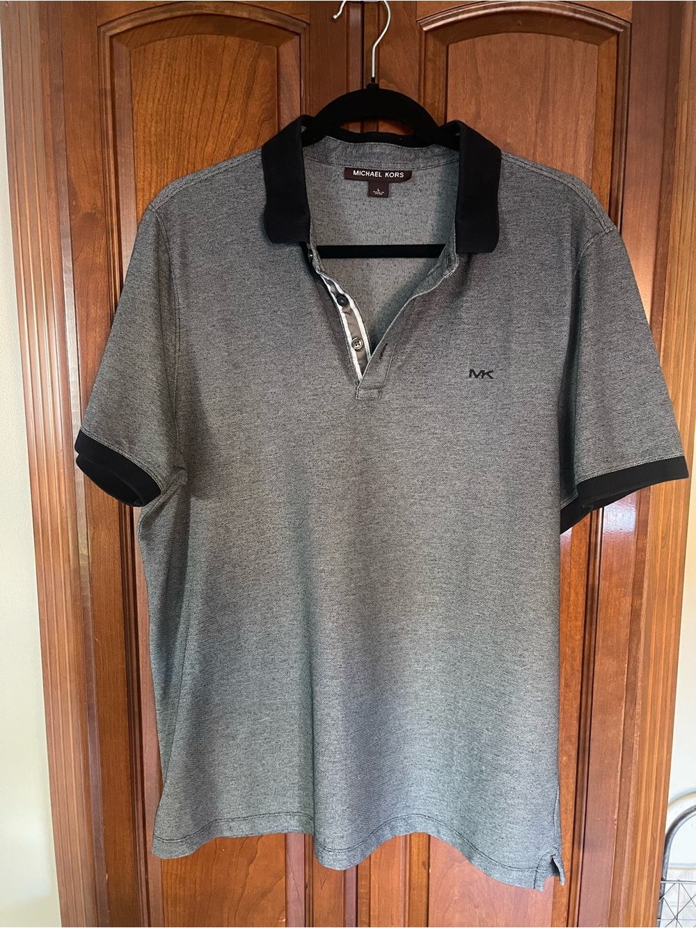 Michael Kors Gray Polo with Black Collar and Trim